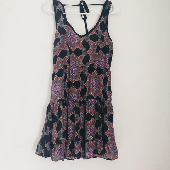 *DONATED* BAND OF GYPSIES Boho Flowy Printed Tunic Top Mini Dress - Picture 1 of 13